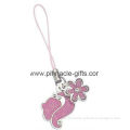 Flower metal crystal phone strap